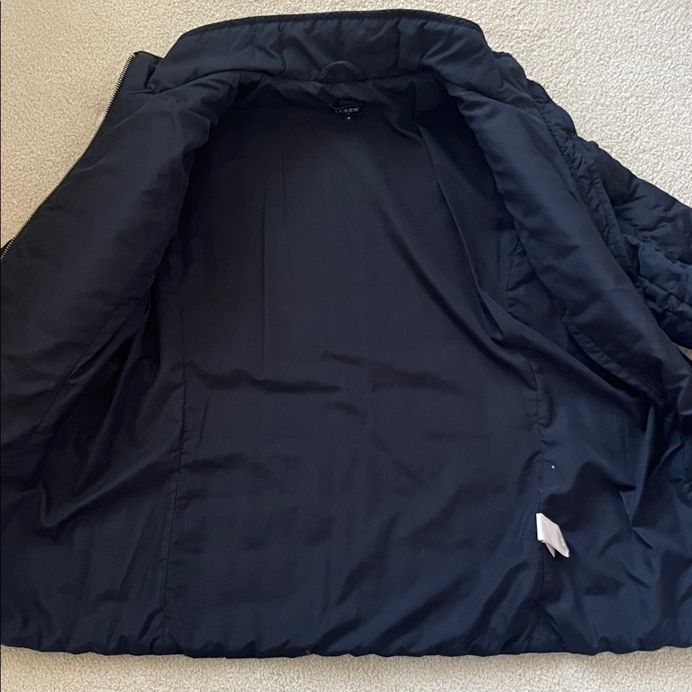 J. Crew Quilted Black Jacket Size Medium 60% Down Filling Zip Front - Picture 8 of 11